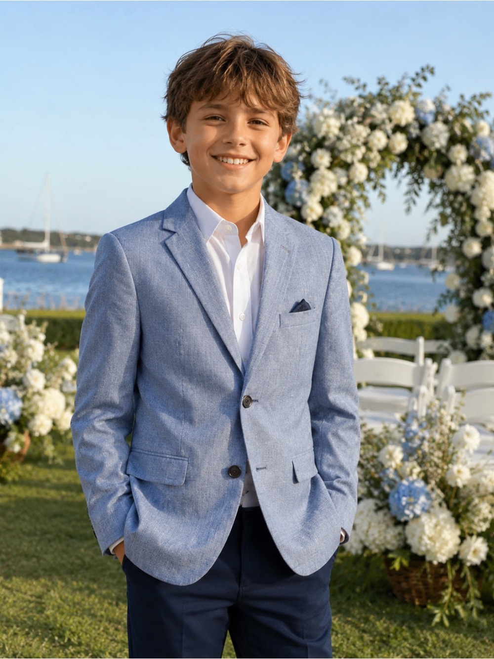 NWT B by Brooks Brothers Boys Bamboya Linen-Blend Blazer Suit Jacket Wedding